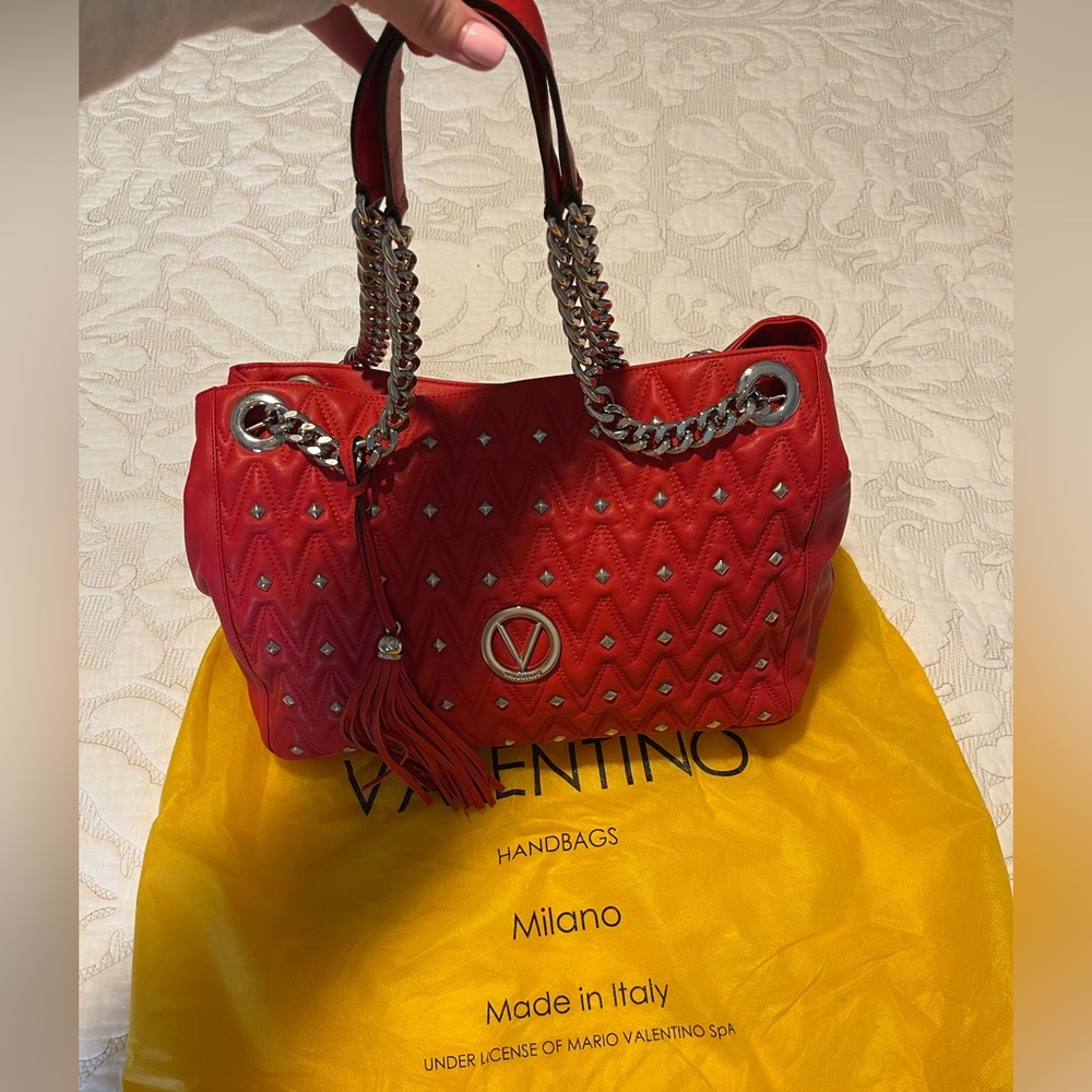Authentic Valentino Red Quilted Handbag tote